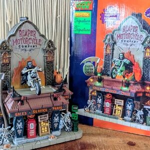 Lemax Spooky Town Reaper Motorcycle Company - Retired - Original Box